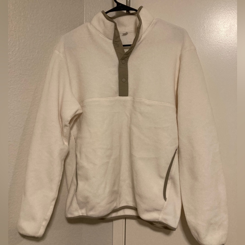 uniqlo cream quarter button up jacket